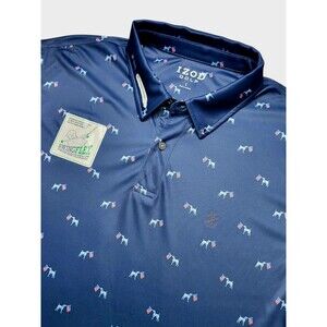 NWT Izod Golf Men's Swingflex Golf Polo Patriotic American Flag Size L